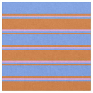 Chocolate, Cornflower Blue & Plum Coloured Pattern Fabric