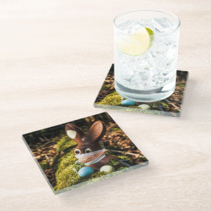 Chocolate Corona Easter Bunny Glass Coaster