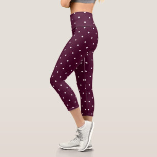 Chocolate Cosmos and white dots Capri Leggings
