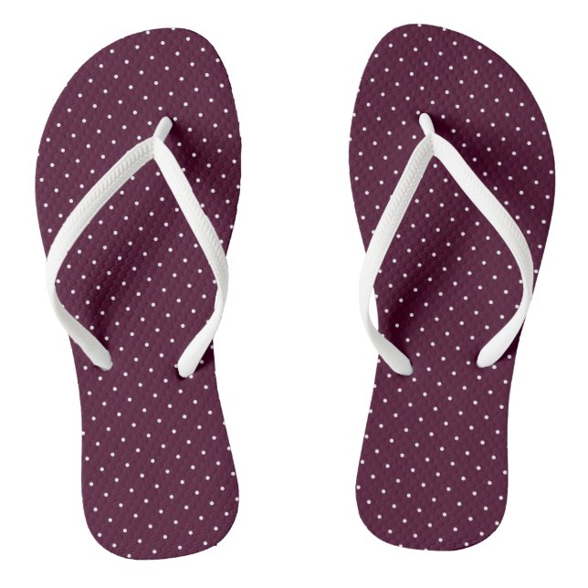 Chocolate Cosmos and white dots Flip Flops (Footbed)