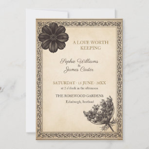 Chocolate Cosmos Double Border Invitation