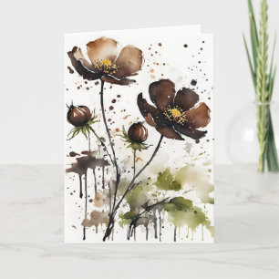 Chocolate cosmos - Watercolor flowers Card