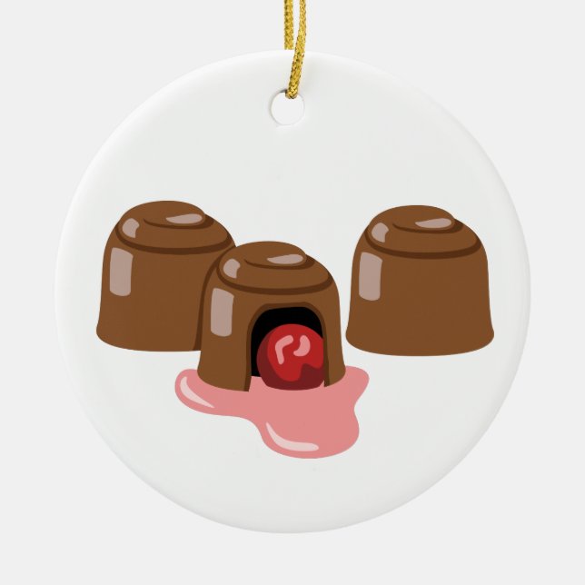 Chocolate Covered Cherries Ceramic Tree Decoration (Front)
