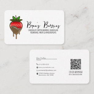 Chocolate Covered Dipped Strawberries Berries Business Card
