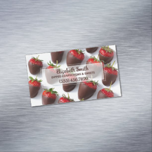 Chocolate Covered Strawberries Magnetic Business Card
