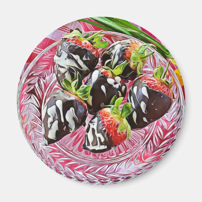 Chocolate Covered Strawberries Refrigerator Magnet (Front)