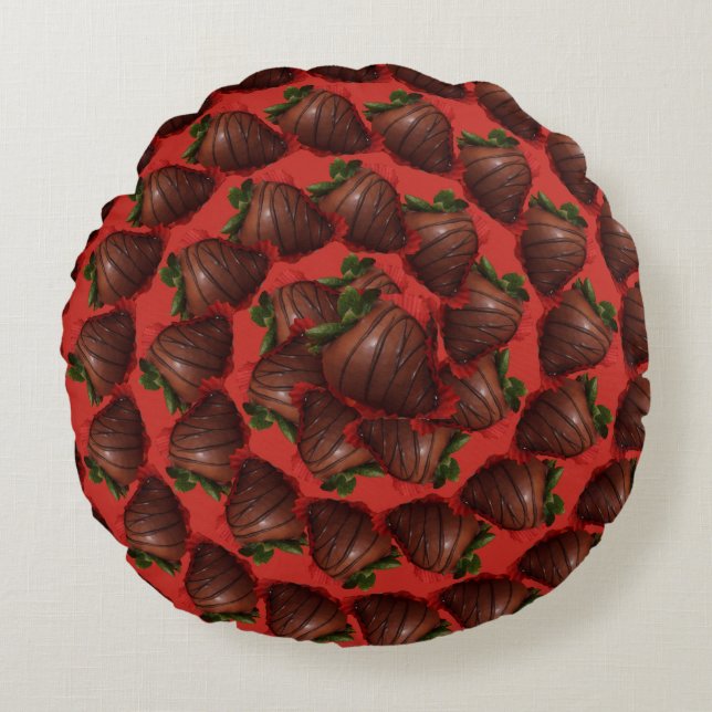 Chocolate Covered Strawberries Round Cushion (Front)