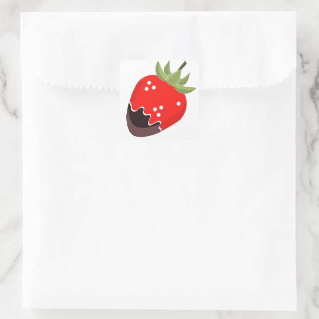 Chocolate covered Strawberries Square Sticker (Bag)
