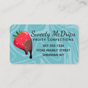 chocolate covered strawberry fruit confections bus business card