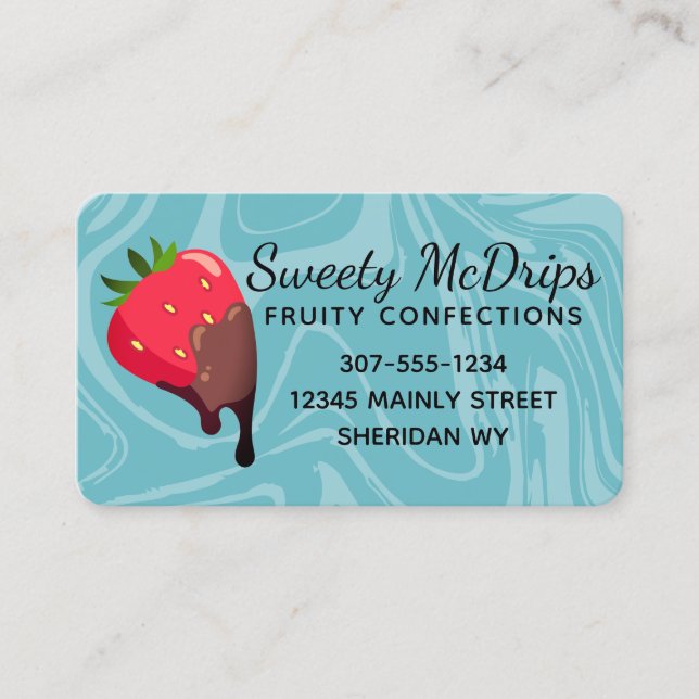 chocolate covered strawberry fruit confections bus business card (Front)