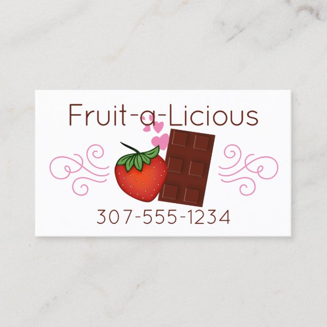 Chocolate covered strawberry fruit confections business card (Front)