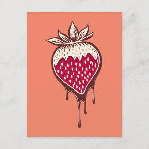 chocolate covered strawberry holiday postcard
