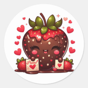 Chocolate Covered Strawberry Valentine's Classic Round Sticker