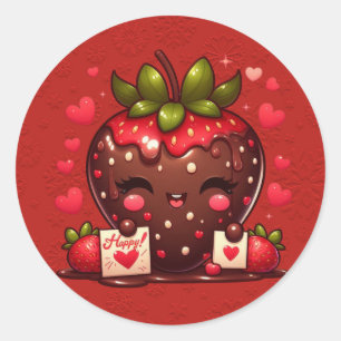 Chocolate Covered Strawberry Valentine's Classic Round Sticker