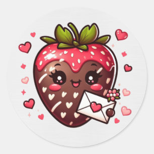 Chocolate Covered Strawberry Valentine's Classic Round Sticker