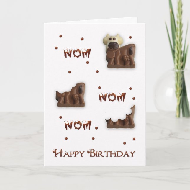 Chocolate Cow Nom Nom Birthday Greeting Card (Front)