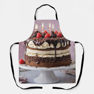 Chocolate Cream Birthday Cake With Strawberries, Apron