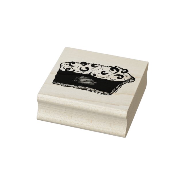 Chocolate Cream Creme Mud Pie Slice Dessert Rubber Stamp (Stamp)