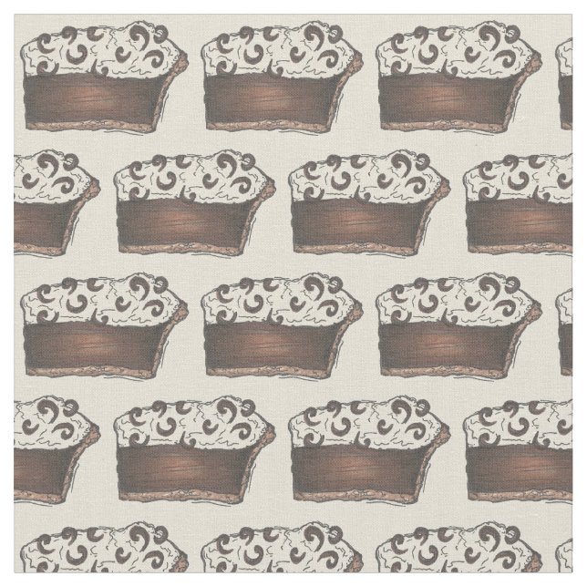 Chocolate Cream Pie Slice Dessert Food Fabric (Close Up)