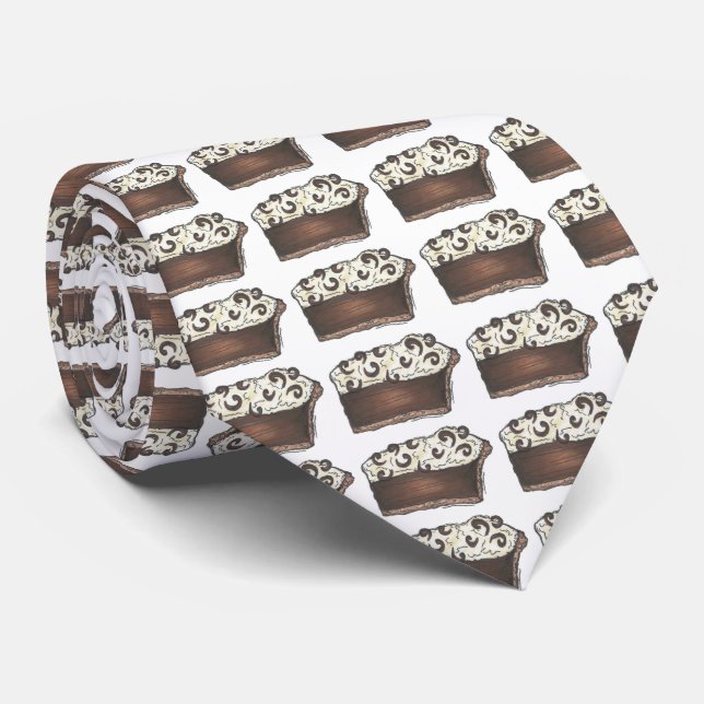 Chocolate Cream Pie Slice Dessert Foodie Tie (Rolled)