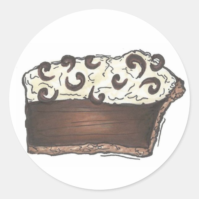 Chocolate Cream Pie Slice Foodie Baking Dessert Classic Round Sticker (Front)