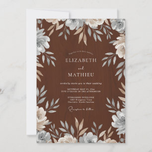 Chocolate Cream Wreath Wedding Invitation