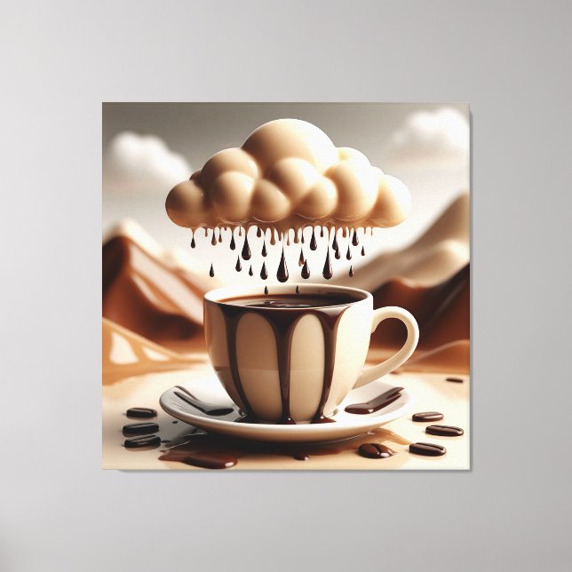 Chocolate Cup with Fantasy Cloud Dripping Canvas Print (Front)