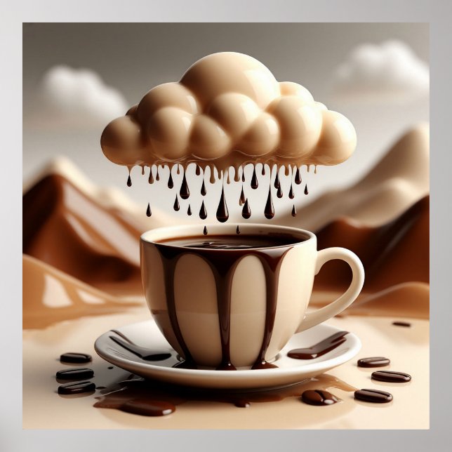 Chocolate Cup with Fantasy Cloud Dripping Poster (Front)