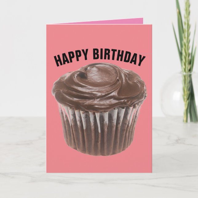 CHOCOLATE CUPCAKE BIRTHDAY GREETING CARD (Front)