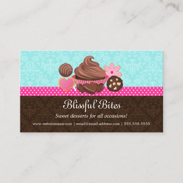 Chocolate Cupcake Cake Pops Cookies Desserts Business Card (Front)