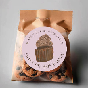 Chocolate Cupcake Catering Bakery ORDER THANK YOU Classic Round Sticker