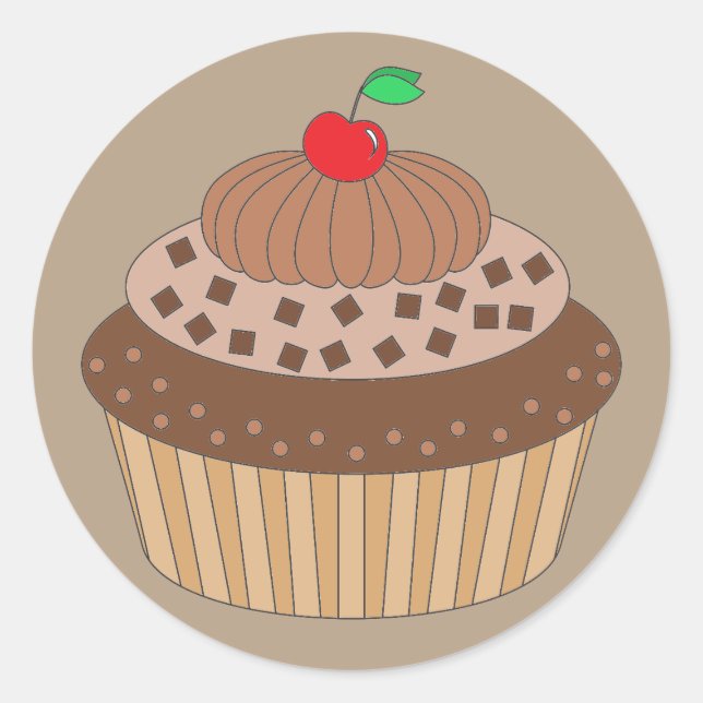 Chocolate Cupcake Classic Round Sticker (Front)