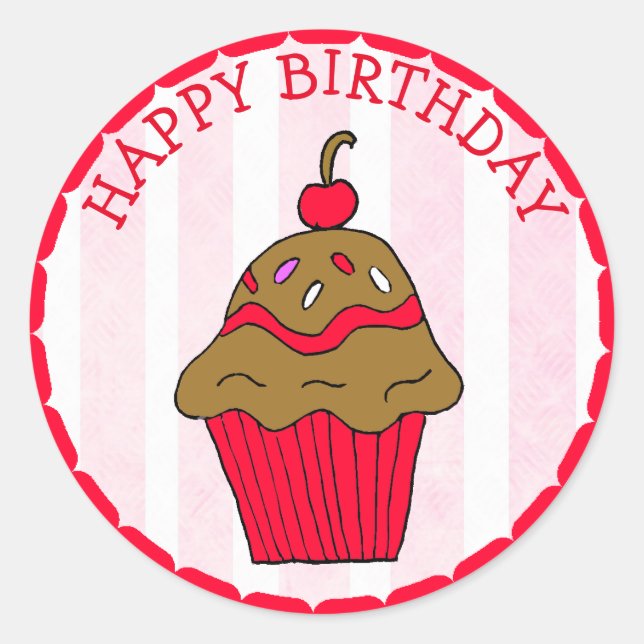 Chocolate Cupcake Classic Round Sticker (Front)