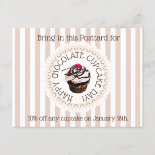 Chocolate Cupcake Day October 18th Coupon Business Postcard
