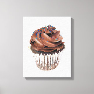 Chocolate Cupcake Hand-drawn Pencil Crayon Artwork Canvas Print