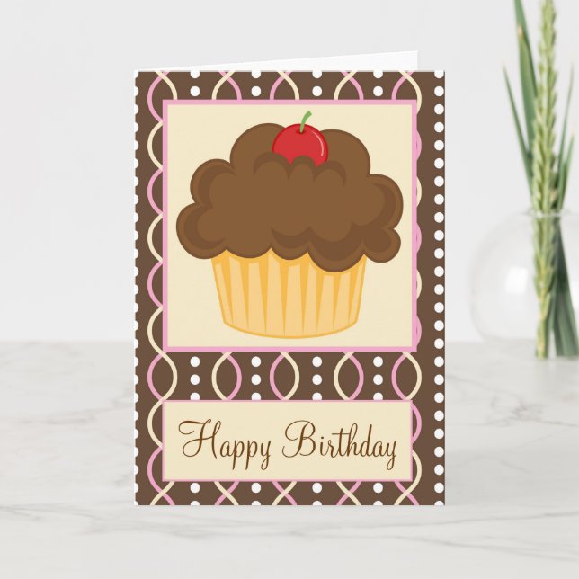 Chocolate Cupcake Happy Birthday Card (Front)