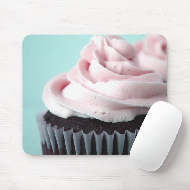 Chocolate Cupcake Pink Vanilla Frosting Mouse Mat (With Mouse)