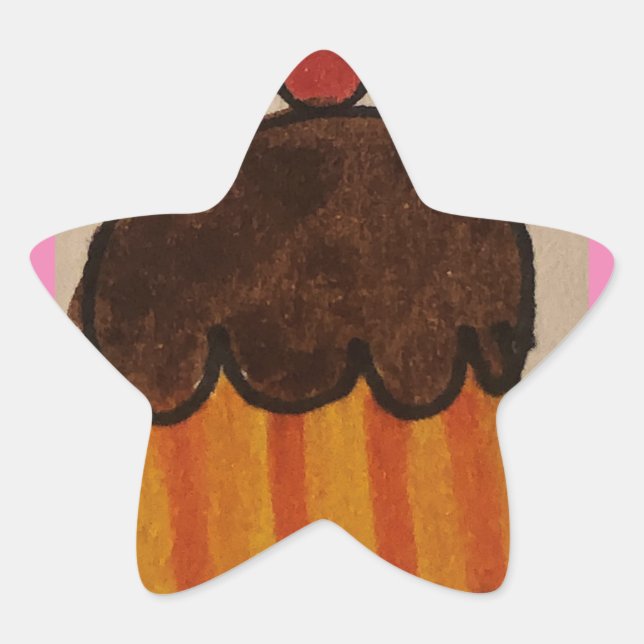 chocolate cupcake star sticker  (Front)