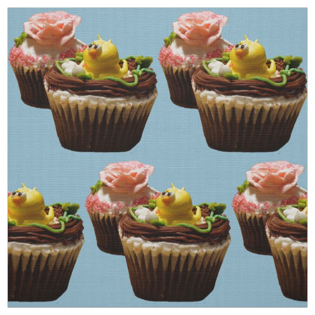 Chocolate Cupcakes Bird & Rose Poly Weave Fabric (Swatch)