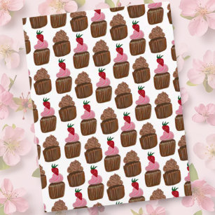 Chocolate Cupcakes Pattern Happy Birthday Postcard