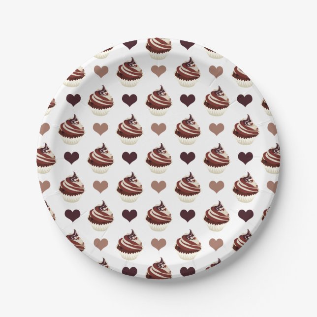 chocolate cupcakes pattern paper plate (Front)