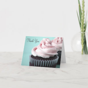 Chocolate Cupcakes Pink Vanilla Frosting Thank You Card