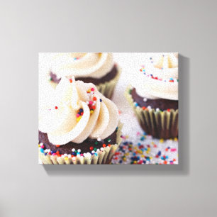 Chocolate Cupcakes Sprinkles Vanilla Frosting Canvas Print