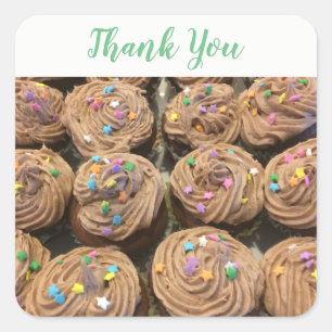 Chocolate Cupcakes Thank You Square Sticker