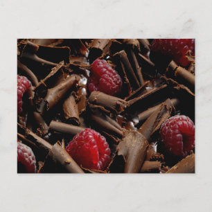 Chocolate Curls and Raspberries Postcard