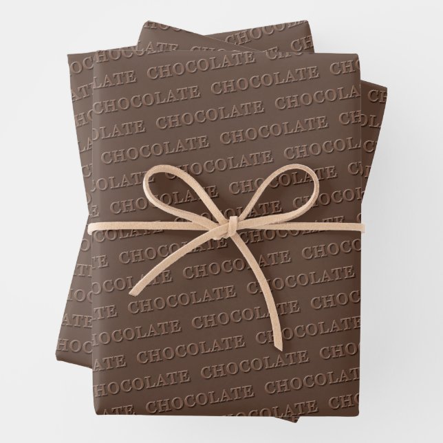 Chocolate Custom Text Wrapping Paper Sheet (In situ)