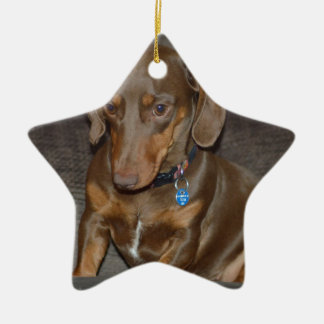 Chocolate Dachshund Ceramic Tree Decoration