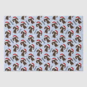 Chocolate Dachshund Christmas Custom Name Cute Dog Tissue Paper