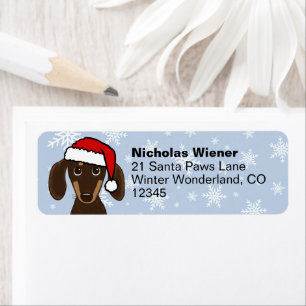 Chocolate Dachshund Christmas Dog Return Address