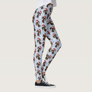 Chocolate Dachshund Cute Christmas Dog Holiday Leggings